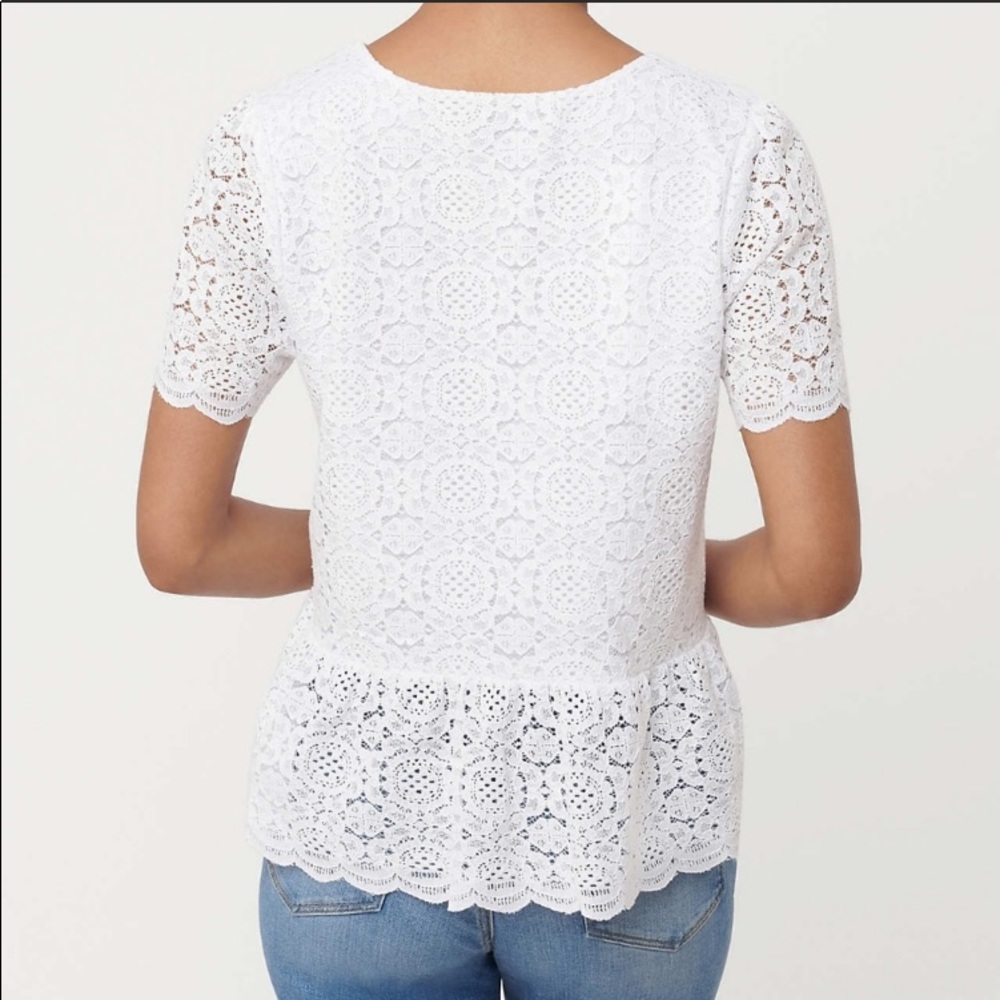 NWT Loft white lace peplum top blouse - Picture 2 of 9